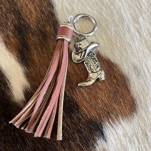 Brown Tassel and Boot Keychain or bag charm
